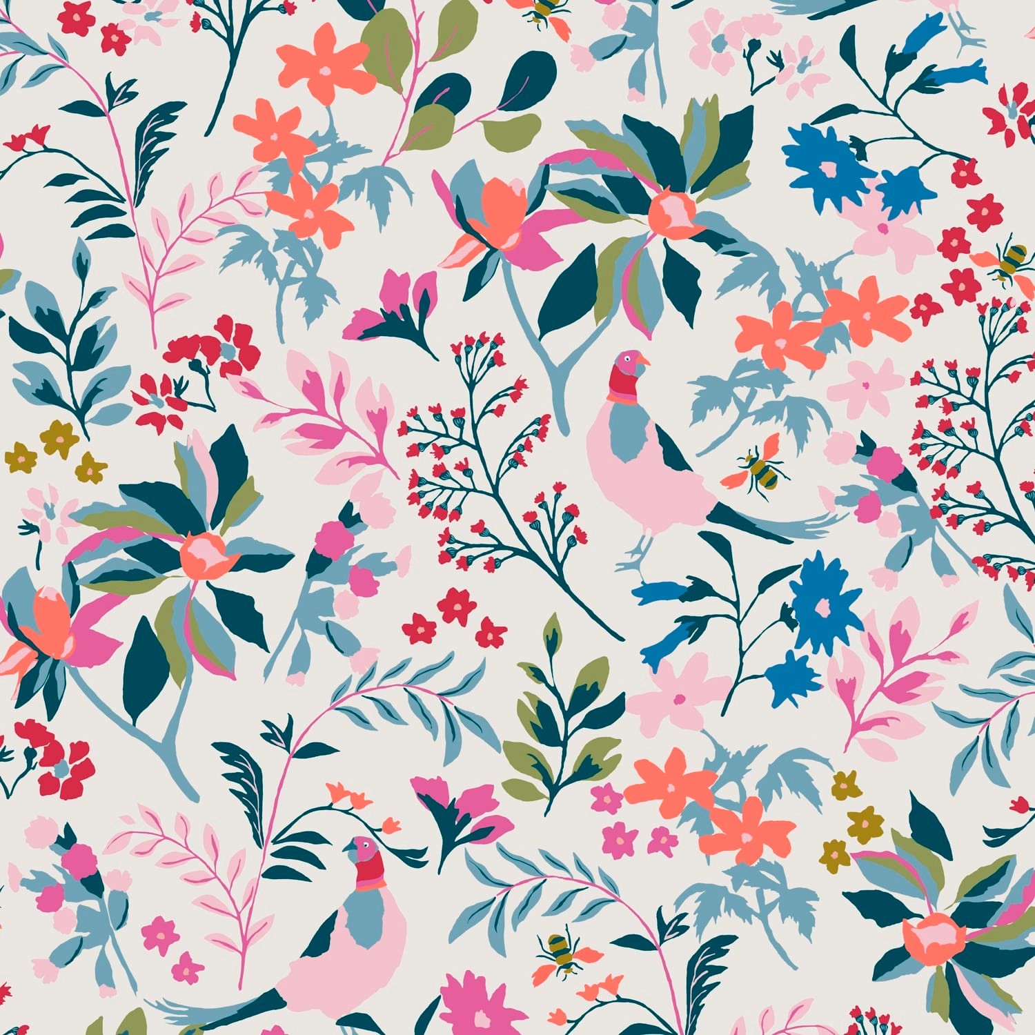 Joules Vliestapete Fields Edge Floral Antique Crème Mehrfarbig FSC® von Joules