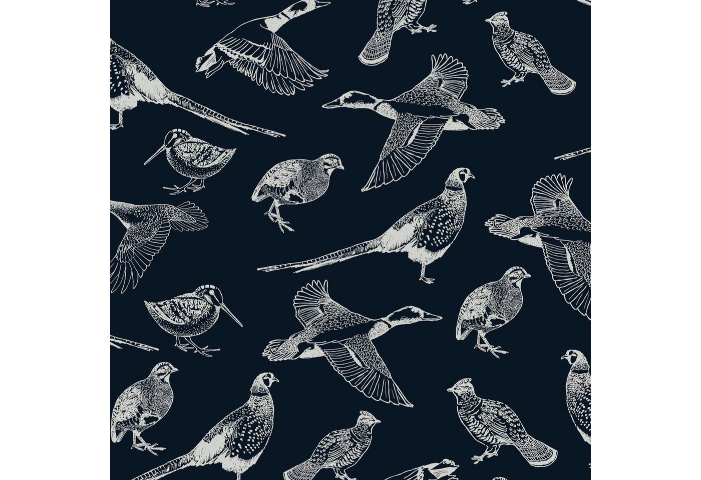 Joules Vliestapete Hunting Birds French Navy, glatt, animal print, (1 St), animal print von Joules