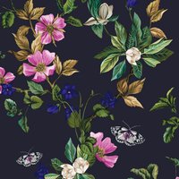 Joules Vliestapete "Wakerly Woodland Floral French Navy", floral von Joules