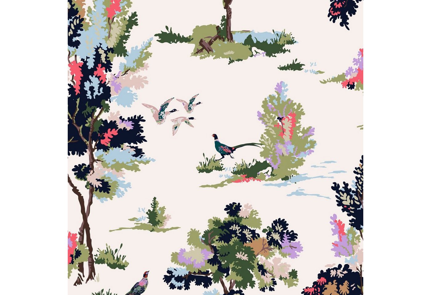 Joules Vliestapete Woodland Scene Dawn Grey, glatt, botanisch, (1 St), botanisch von Joules