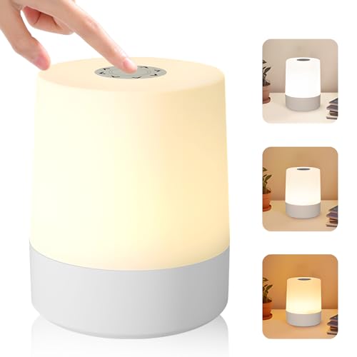 Journeyside LED Nachtlicht Touch Dimmbar mit 3 Modi, Mini Nachttischlampe Kinder 1200mAh mit Type-C Aufladbar, Stufenloses Dimmen, Kinder Nachtlampe mit Memory Funktion für Schlafzimmer Wohnzimmer von Journeyside