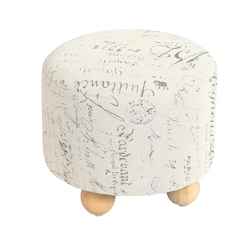 Joveco Runder Samt Kleiner Fußhocker, Mini Bequeme Fußstütze Ottomane Gepolstert & Holzbeine, für Wohnzimmer oder Schlafzimmer, Beige Joveco Runder Samt Kleiner Fußhocker, Mini Bequeme Fußstütze Ottomane Gepolstert & Holzbeine, für Wohnzimmer oder Schlafzimmer, Beige von Joveco