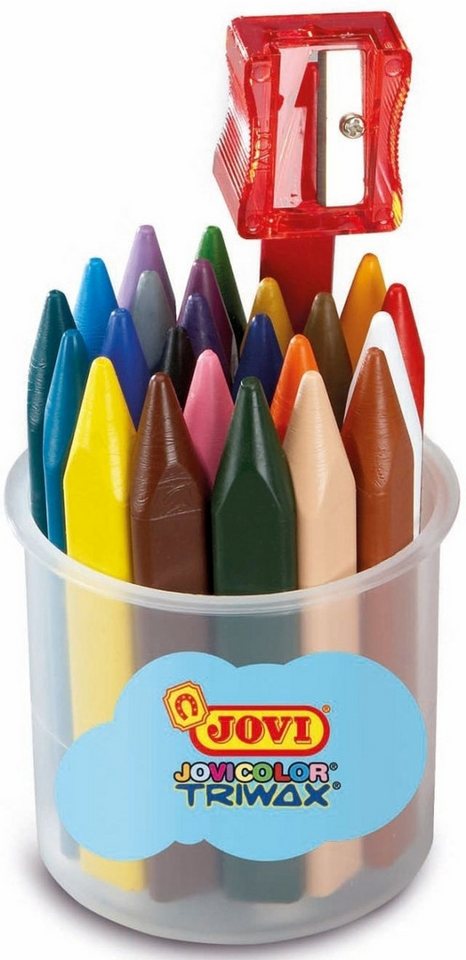 Jovi Maltuch Wachsmalstifte Jovicolor Triwax VE=24 Farben + 1 Spitzer Dose von Jovi