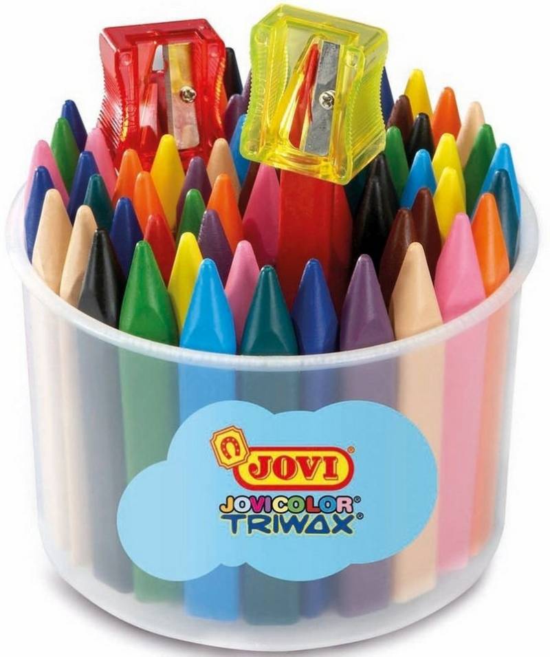 Jovi Maltuch Wachsmalstifte Jovicolor dreieckig VE=72 Farben + 2 Spitzer Dose von Jovi