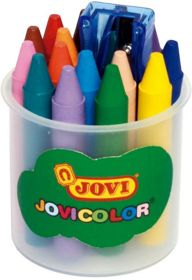 Jovi Maltuch Wachsmalstifte Jovicolor rund farblich sortiert 16 Stück in Dose von Jovi
