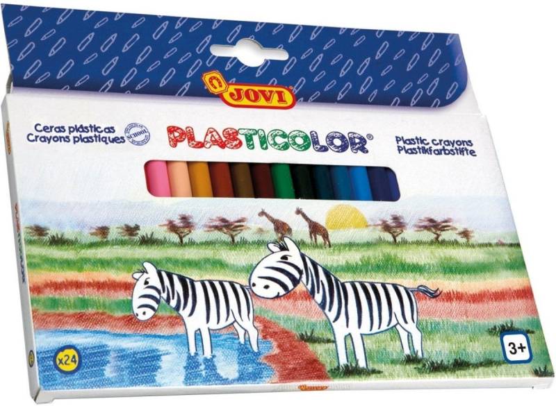 Jovi Maltuch Wachsmalstifte Plasticolor rund VE=24 Stück farblich sortiert von Jovi