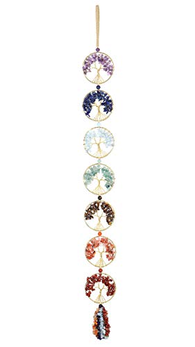 Jovivi Baum des Lebens Chakra-Steine Heilkristalle Hängende Ornament 7 Chakra Wanddekoration Meditation Fenster Hängende Ornament für Zuhause Feng Shui Dekor von Jovivi