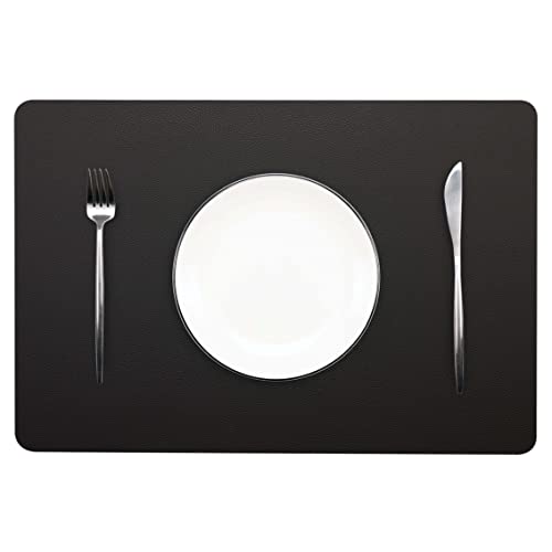 Jovono Abwischbare Tischsets Leder Tischsets Wasserdicht Hitzebeständig Leicht zu Reinigen für Esstisch Set Küchentisch (6, Schwarz) von Jovono