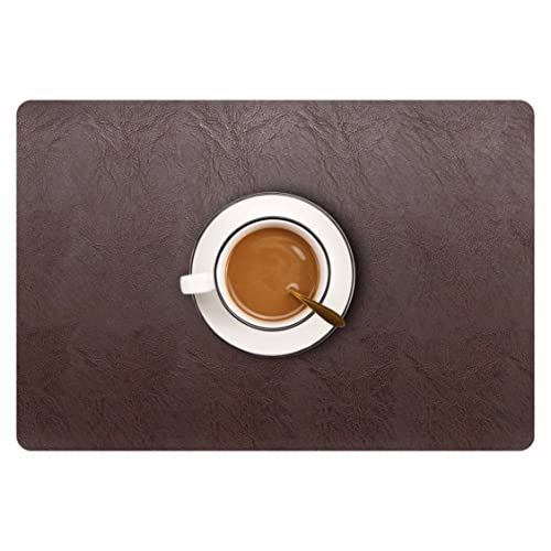 Set mit 6 Tischsets aus Kunstleder, PU-Tischsets, wasserdicht, schmutzabweisend, hitzebeständig, rutschfest, leicht zu reinigen für Küche, Esstisch, Konferenztisch Set mit 6 Tischsets aus Kunstleder, PU-Tischsets, wasserdicht, schmutzabweisend, hitzebeständig, rutschfest, leicht zu reinigen für Küche, Esstisch, Konferenztisch von Jovono