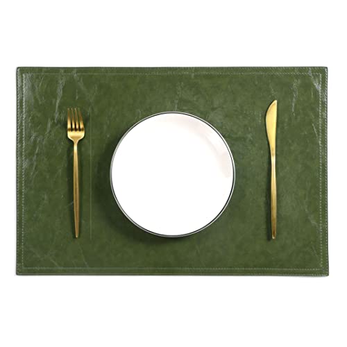 Wasserdichte PU-Platzsets, Kunstleder-Esstischmatte, 6er-Set, leicht abwischbar, schrubbbare Vinyl-Matte, hitze- und schmutzabweisend, für Büro, Konferenztisch, Heimdekoration von Jovono