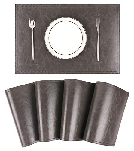 wasserdichte PU-Tischsets, Kunstleder, 4 Stück, leicht abwischbar, schrubbbare Vinyl-Matte, hitze- und schmutzabweisend, für Büro, Konferenztisch, Heimdekoration von Jovono