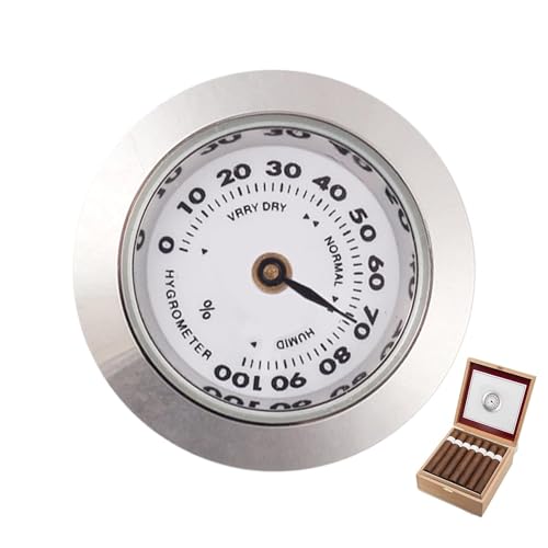 Silber Zigarren Humidor Hygrometer | Zigarren Analog Hygrometer - 28 mm Hygrometer für Zigarren, Humidor, Zigarrenbox, Zigarrendose, Humidorzubehör Silber Zigarren Humidor Hygrometer | Zigarren Analog Hygrometer - 28 mm Hygrometer für Zigarren, Humidor, Zigarrenbox, Zigarrendose, Humidorzubehör von Jowxsx