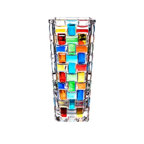 Joy PerfvmE - Handbemalte Glasvase, 19,7 cm hoch, mit Buntem Muster in Mosaikoptik – Kunstvolle Deko- und Blumen Vase Glas für Ihr Zuhause von Joy PerfvmE