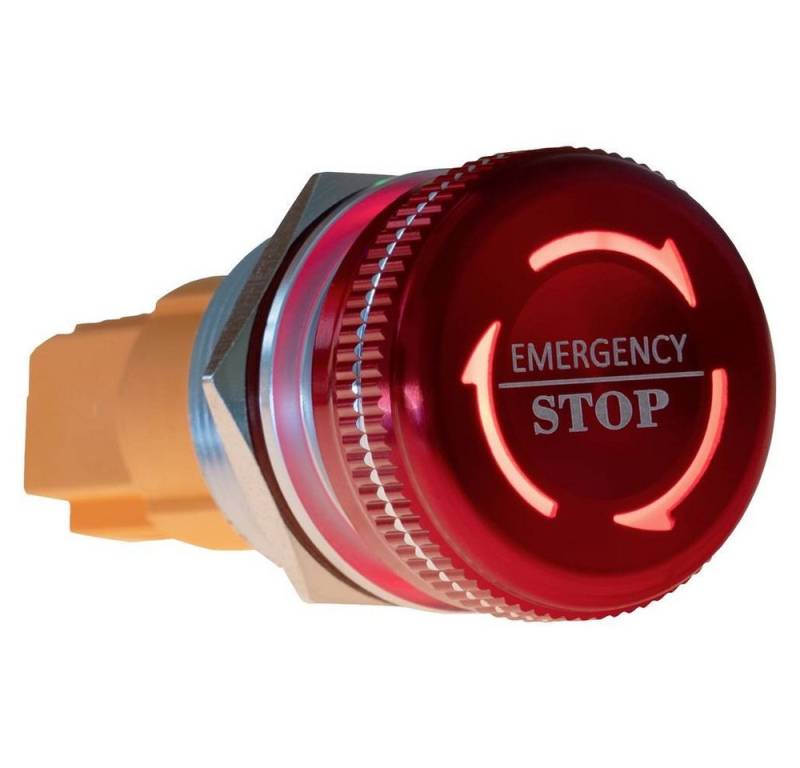 Joy-it Schalter Notausschalter, Stahl-Rostfrei, Rastend, LED, beleuchtbar, Frontring Metall, für NOT-AUS von Joy-it