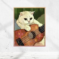 Lustige Katze Malen Nach Zahlen Kit Ölbild, Handgemachtes Bild von JoyBoutiqueArt