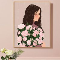 Mädchen Mit Der Blume Malen Nach Zahlen - Kit Erwachsene | Diy Ölgemälde Home Decor -Weihnachtsgeschenk von JoyBoutiqueArt