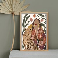 Mädchen Mit Leopard Malen Nach Zahlen - Kit Erwachsene | Diy Ölgemälde Handgemachte Wanddekoration -Weihnachtsgeschenk von JoyBoutiqueArt