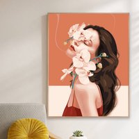 Mädchen in Blumen Malen Nach Zahlen - Kit Erwachsene | Diy Ölgemälde Handgemachte Wanddekoration -Weihnachtsgeschenk von JoyBoutiqueArt