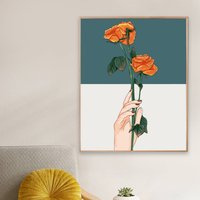 Orange Blume Malen Nach Zahlen - Kit Erwachsene | Diy Ölgemälde Handgemachte Wanddekoration -Weihnachtsdeko von JoyBoutiqueArt