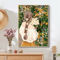 Spring Time Girl Hält Blumen Malen Nach Zahlen - Kit Erwachsene | Diy Ölgemälde Home Decor -Weihnachtsgeschenk von JoyBoutiqueArt