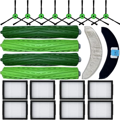 Ersatzteil-Zubehör speziell für iRobot Roomba Combo 10 Max J9 J7+/Plus Staubsauger: Mikrofaser-Moping-Pad, 2 Seitenbürsten, 8 Filter, 8 Rollbürsten, 8 Stück von JoyBros
