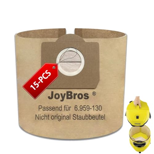 15-Stück JoyBros Staubbeutel für Kärcher wd3 wd 3 wd3P wd3.200 Premium 6.959-130.0 6.904-051.0 MV3 A2604 A2204 Beutel Papier Filtertüten von JoyBros