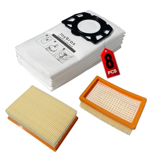 JoyBros 8 Staubsaugerbeutel 2 Filter für Kärcher wd4 wd5 wd6 p wd5p wd6p Premium 2.863-006.0 KFI 487 MV4 MV5 MV6 Staubbeutel Säcke Bag 2.863-005.0 Vliesbeutel Beutel Zubehör von JoyBros