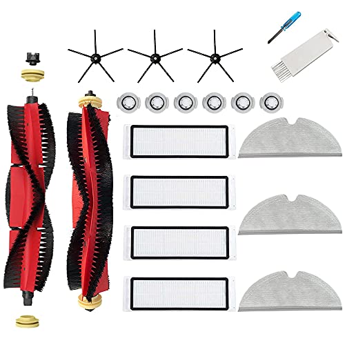 JoyBros Zubehör Set für Roborock S5 max S5 S6 Pure S6 maxV E4 Xiaomi, 2X Hauptbürsten 4X Filter 3X Wischtücher 3X Seitenbürsten Schwaz 6X Wasserfilter Ersatzteile (19-Pack) von JoyBros