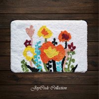 Bunte Blumen Tufted Yarn Dye Badematte, Floraler Flauschiger Teppich Für Badezimmer, Wasserabsorbierende Rutschfeste Mat Geschenk von JoyCodeArt