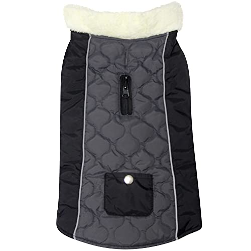 JoyDaog Fleece Halsband Warm Hundemäntel für kleine Hunde mit Tasche wasserdichte Welpenjacke für den Winter Grau S von JoyDaog