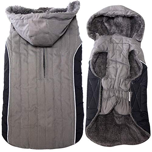 JoyDaog Fleece-Hunde-Kapuzenpullover für kleine Hunde, superwarme Welpenjacke für kalte Winter-Hundemäntel, grau, XS von JoyDaog