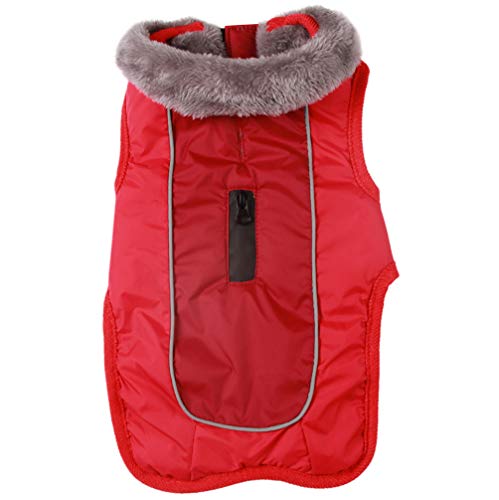 JoyDaog Fleecehalsband Hundemäntel für große Hunde, wasserdichte warme Baumwoll-Hundejacke für kalte Winter, Rot XL von JoyDaog