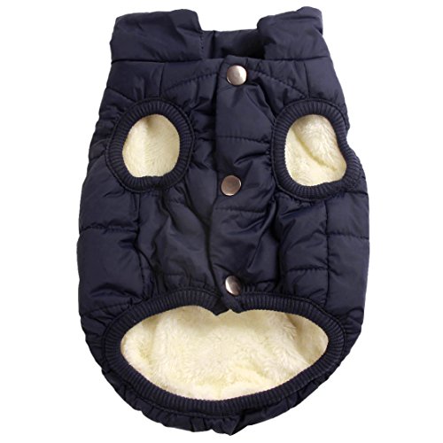 JoyDaog Hundejacke für den Winter und kaltes Wetter, 2-lagiges Fleece, warm, weich, winddicht, für kleine Hunde, Blau, Größe M von JoyDaog