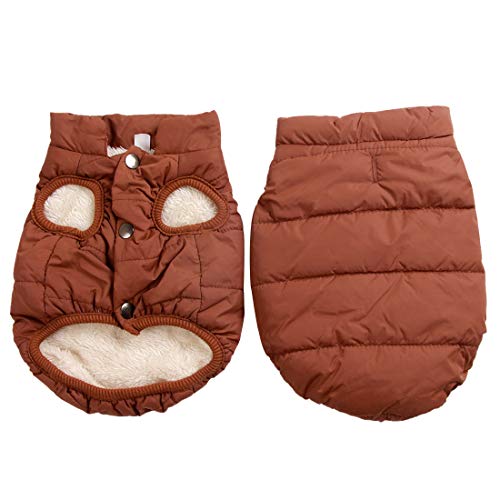 JoyDaog Hundejacke für den Winter und kaltes Wetter, 2-lagiges Fleece, warm, weich, winddicht, für kleine Hunde, Braun, Größe M von JoyDaog