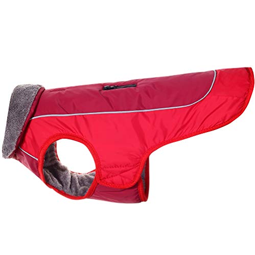 JoyDaog Hundemäntel mit Fleecekragen für kleine Hunde, wasserdichte, warme Welpenjacke aus Baumwolle für den kalten Winter, Rot XS von JoyDaog