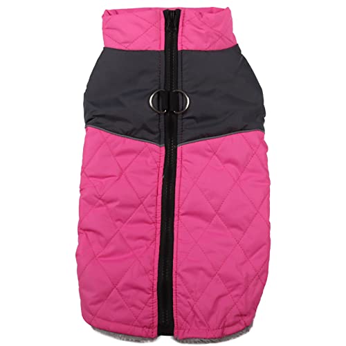 JoyDaog Warmer Fleece-Hundemantel für kleine Hunde, D-Ringe, wasserdichte Welpenjacke für den kalten Winter, rosa Größe M von JoyDaog