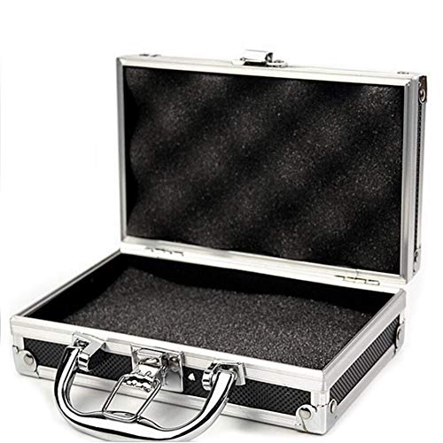 JoyFan Mini Aluminium Flightcase Werkzeugkasten Tragbare Kleine Aluminium Aufbewahrungskoffer für Handwerker Reise Tragen (Schwarz, 215 * 215 * 65mm) von JoyFan