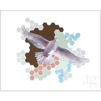 Weiße Taube Schwebend 20x30 Druck Vom Original Gemälde - Wand Kunst Spiritueller Religiöser Kunstdruck Sechseck Frieden Liebe von JoyGoldsteinStudio