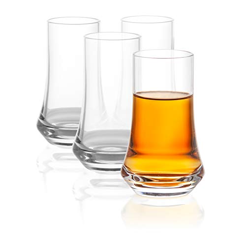 JoyJolt COSMOS Collection Crystal Schnapsglas - 4er Set Moderne Schnapsgläser - Tequila Schnapsgläser mit 70,9 ml Fassungsvermögen - Premium Crystal Schnapsgläser - Schwere Basis Einweihungsgläser von JoyJolt