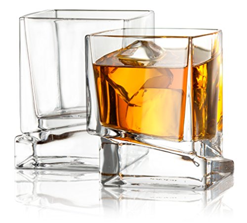 JoyJolt Carre Square Scotch Gläser, altmodische Whiskygläser, 284 ml, ultraklares Whiskyglas für Bourbon und Likör, Set mit 2 Gläsern von JoyJolt