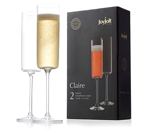 JoyJolt Champagnerflöten – Claire Collection Kristall-Champagnergläser, 57 Stück, 160 ml Fassungsvermögen, exquisite Handwerkskunst, ideal für Hausbar, besondere Anlässe von JoyJolt