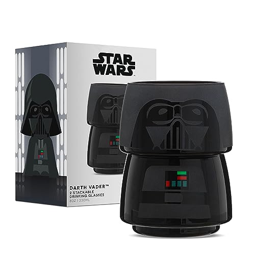 JoyJolt Character Stackable Star Wars Trinkgläser 226,8 g Darth Vader Set mit Kopf und Körper! 2er-Set für Küche oder Bar - Tolles Geschenk von JoyJolt