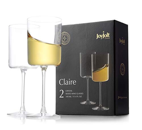 JoyJolt Claire Weißweinglas-Set, 323 ml, Weißweingläser, 2 Stück, Kristallgläser, elegante Weingläser mit Stielglas, hergestellt in Europa, einzigartige Weingläser, moderne Weingläser mit Stiel. von JoyJolt