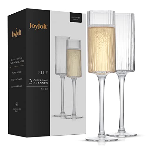 JoyJolt Elle 6 oz Champagnergläser Vintage Style Einzigartige Trinkgläser Mimosen Gläser Cocktailgläser Hochzeit Champagnerflöten von JoyJolt