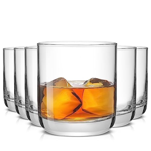 JoyJolt Faye Crystal Whiskey Gläser Lowball Gläser Set mit 6 Stück, 284 ml, kurzes Glas mit schwerem Boden. Doppeltes altmodisches Rocks-Glas für Scotch oder Bourbon, spülmaschinenfeste Glaswaren. von JoyJolt