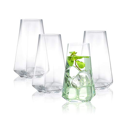 JoyJolt Infiniti Highball Gläser 4er Set - 530 ml Cocktailgläser - Glaswaren Trinkset - Premium Kristallglas - Modernes und praktisches Design - Trinkgläser für Wasser, Cocktail, Bier, Saft von JoyJolt