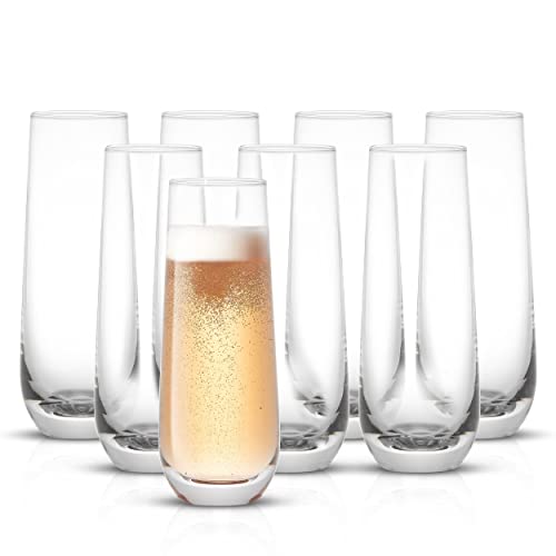 JoyJolt Milo Sektgläser ohne Stiel, 8 Stück, Kristallgläser, 270 ml, Champagnergläser, Prosecco-Weinflöte, Mimosa-Gläser, Cocktailglas-Set, Wassergläser, Highball-Glas, Bar-Glaswaren von JoyJolt