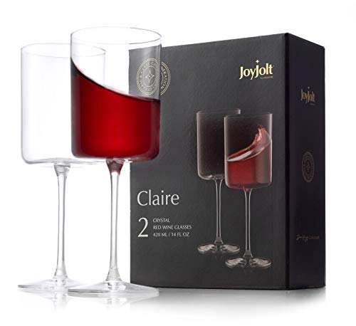 JoyJolt-Rotweingläser der Claire-Kollektion im 2er Set, große Weingläser für 420 ml, ultra-elegantes Design mit breiten Rändern, ideal für besondere Anlässe, Hausbar von JoyJolt