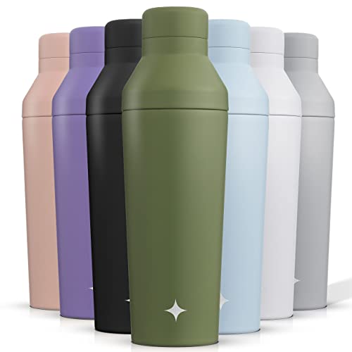JoyJolt Triple Insulated Cocktail Protein Shaker Bottle 590.0 g Shaker Cup with Alcohol Measure Lid and Jigger Cap 12h Ice Cold Bottle for Protein Mixes, Shake or Smoothie, Metal Mixer von JoyJolt