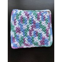 Doppellagig Gehäkelte Topflappen/Baumwoll-Topflappen in Blau-, Grün- Und Lilatönen - Handmade von JoyPeaceCreations